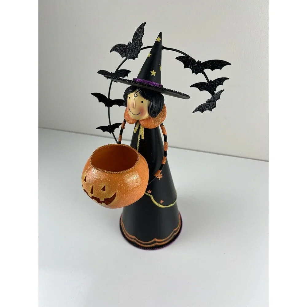 PartyLite Abracadabra Witch Halloween Candle Tealight Holder Bats Retired